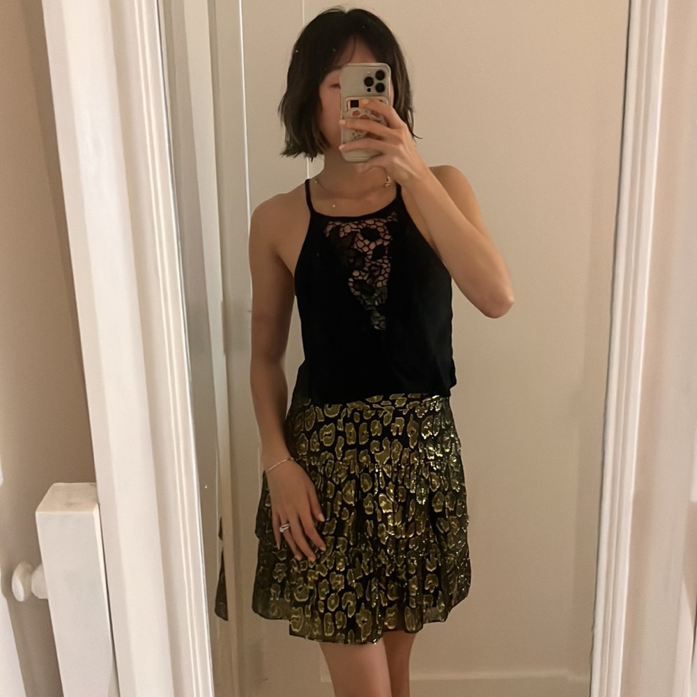 NWOT Emma & Sam black crochet detail top